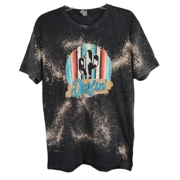 Next Level Southwestern Grey Graphic T-Shirt Bleach Spatter Size L Short Sleeve - Picture 1 of 5